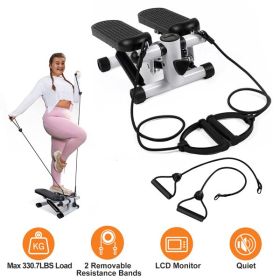 Fitness Step Machine, Mini Step Machine With Resistance Band, Home Fitness Equipment With 330.7LBS Load-bearing Capacity, Hydraulic Fitness Step (Color: Grey)