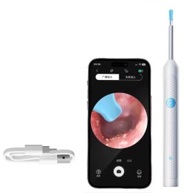 Wireless WiFi Ear Pick Otoscope Camera Borescope Luminous Ear Wax Cleaning Teeth Oral Inspection Health Care Ear Cleaner (Color: White-1pc)