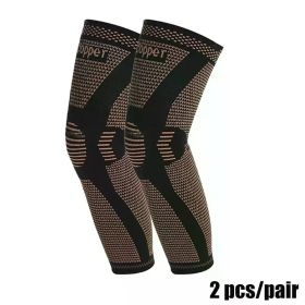 Copper Full Leg Sleeves Long Compression Knee Support Protect Leg for Man Women Basketball, Arthritis Cycling Sport Football Gym (Color: 2 PCS, size: XXL)