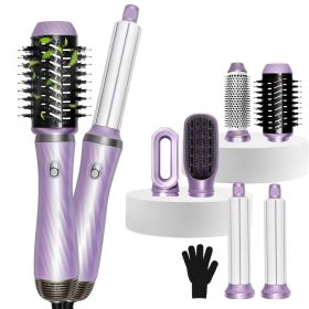 Hair Dryer Brush, 5 in 1 Detachable Blow Dryer Brush, Negative Ionic Hot Air Brush, Hair Styling Tool Set, Round Hot Air Straightener Brush Volum (Color: Purple)